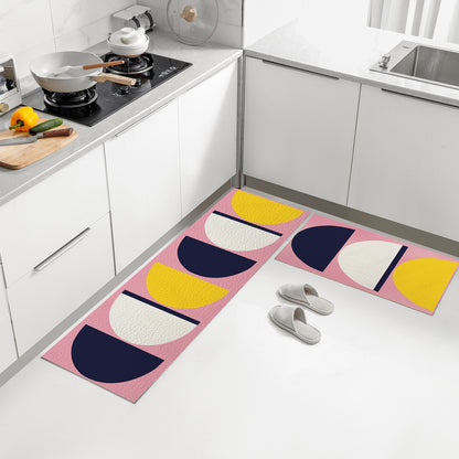 Feblilac Three Semicircles PVC Leather Kitchen Mat