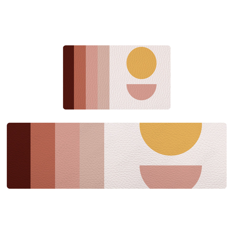 Feblilac Pink Sun Stripes PVC Leather Kitchen Mat - view 2