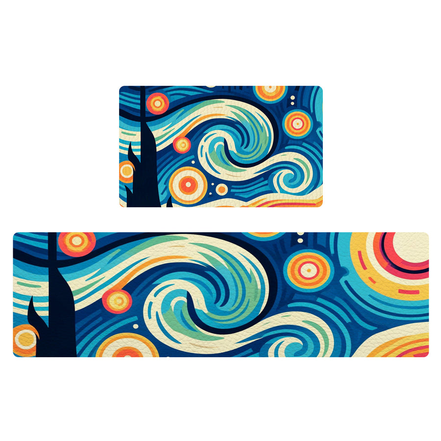 Feblilac Starry Sky Illustration Version PVC Leather Kitchen Mat - view 2
