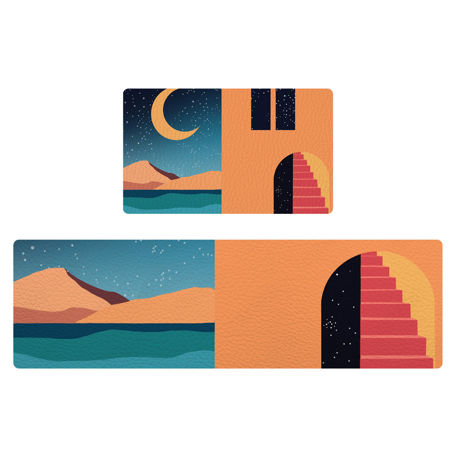 Feblilac Simple Style House Mountains PVC Leather Kitchen Mat - view 2