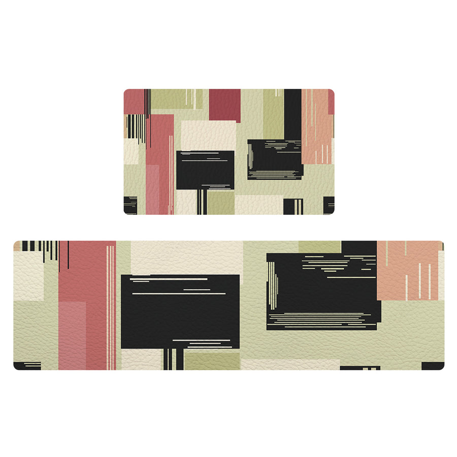 Feblilac Colorful Abstract Blocks PVC Leather Kitchen Mat - view 2