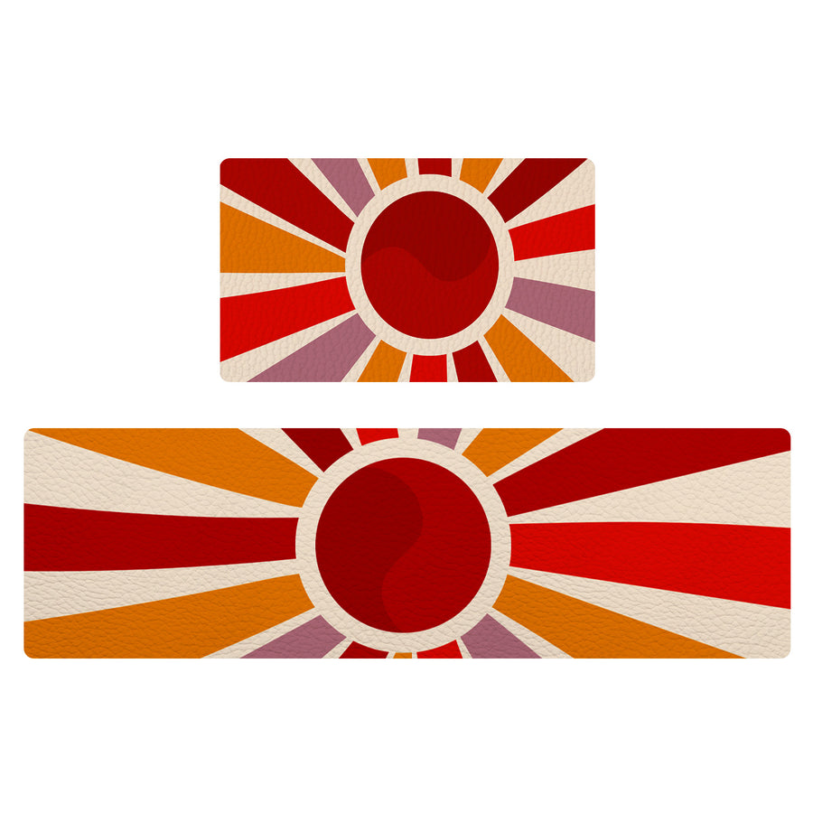 Feblilac Sun Rays Shining PVC Leather Kitchen Mat - view 2