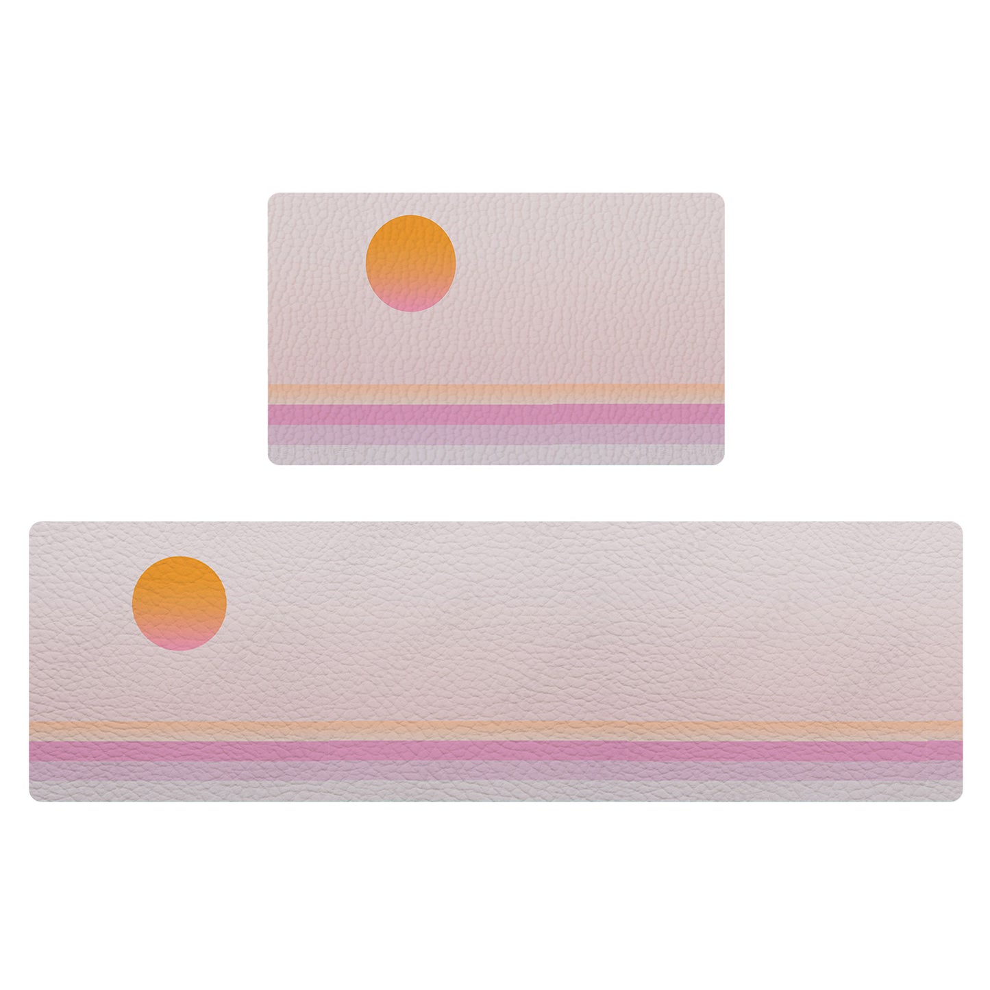 Feblilac Pink Ocean Sunset PVC Leather Kitchen Mat