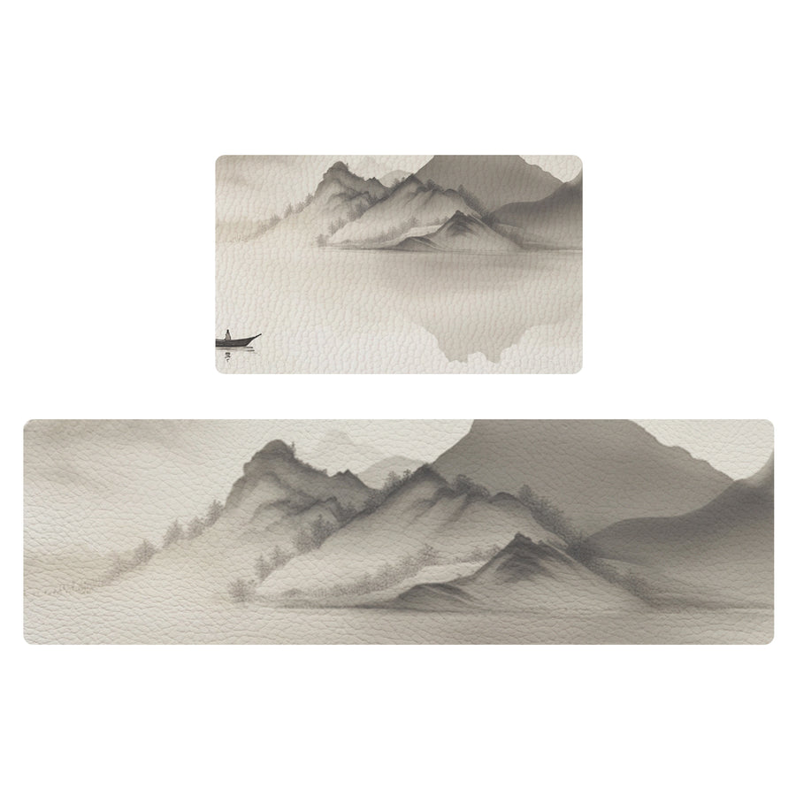 Feblilac Boat Landscape PVC Leather Kitchen Mat - view 2