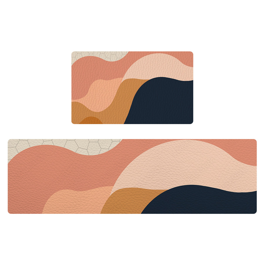 Feblilac Six-Color Wave Mountain PVC Leather Kitchen Mat - view 2