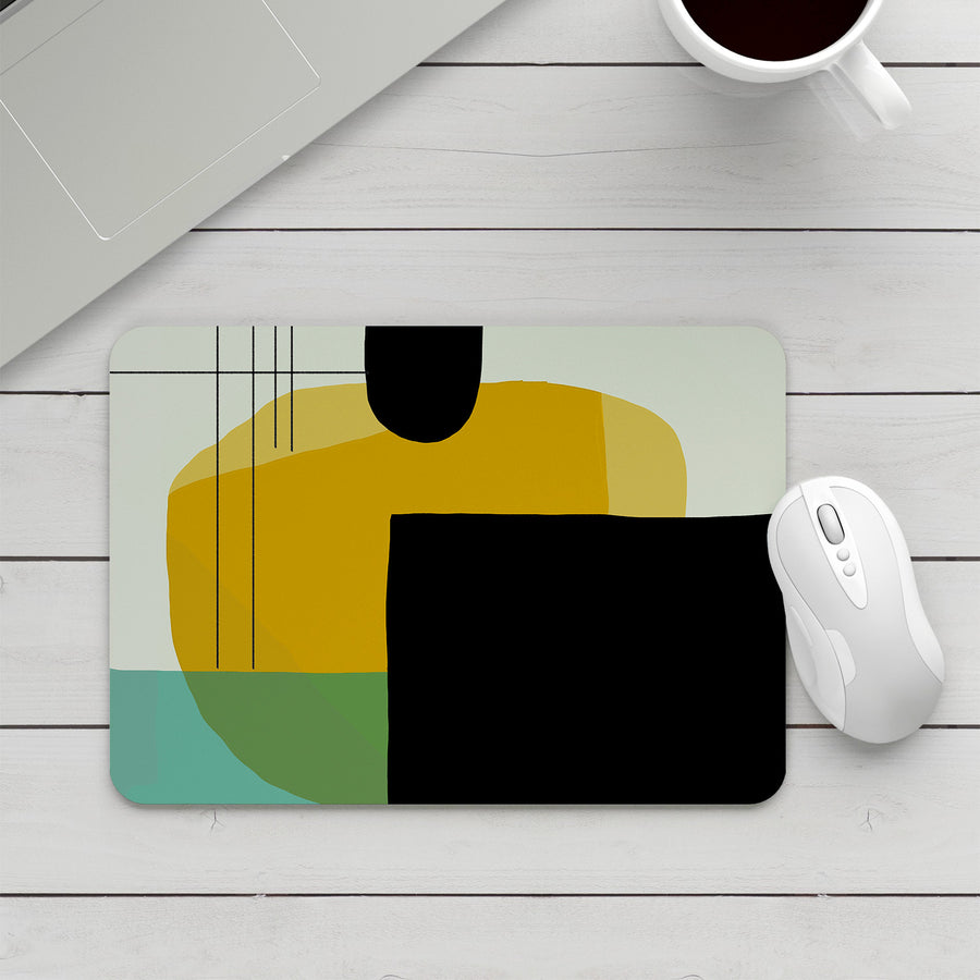 Feblilac Green Black Yellow Modern Abstract Mouse Pad