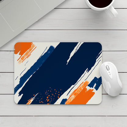 Feblilac Paint Blue Orange Flowers Mouse Pad