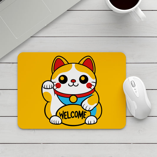 Feblilac Lucky Cat Welcome Mouse Pad