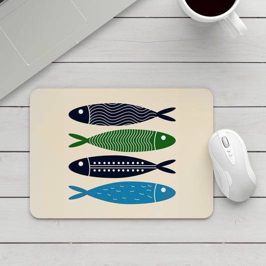 Feblilac Blue Simple Fish Mouse Pad