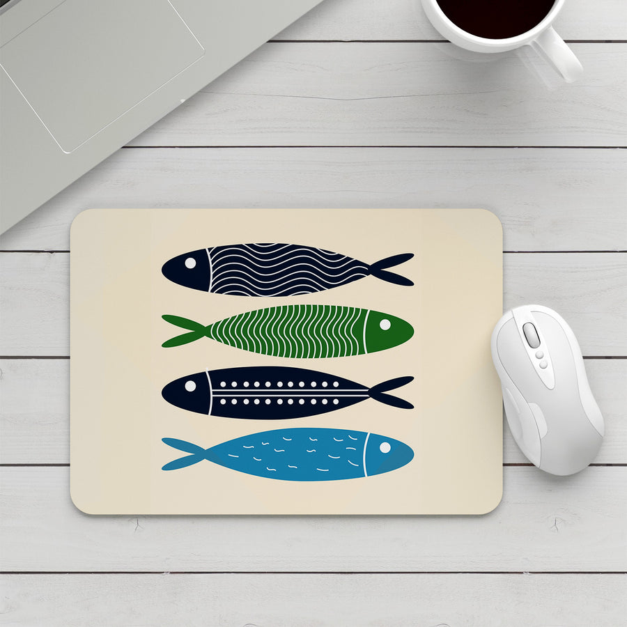 Feblilac Blue Simple Fish Mouse Pad