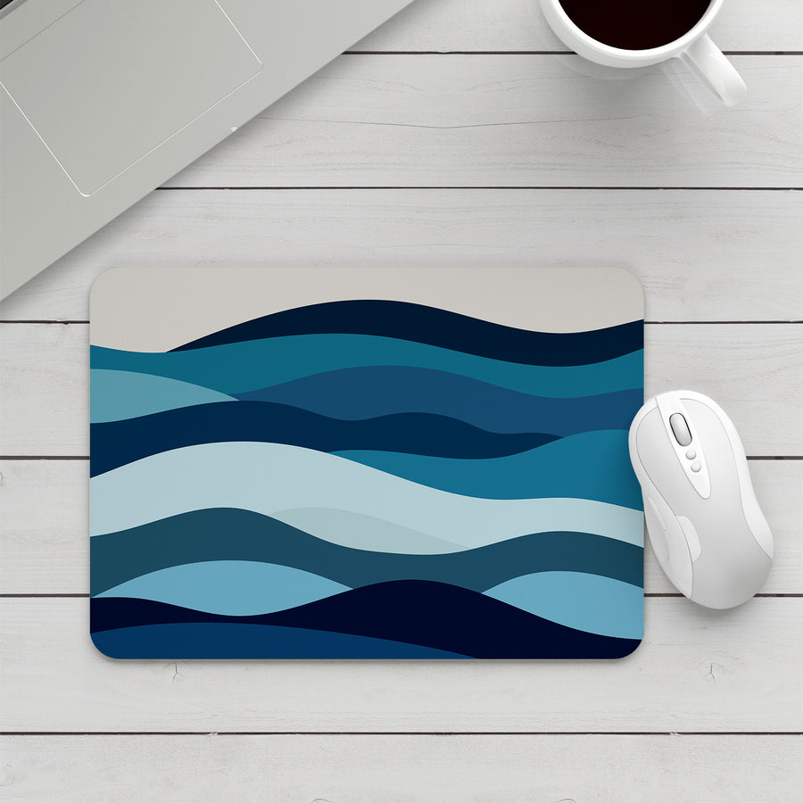 Feblilac Blue Ocean Waves Mouse Pad