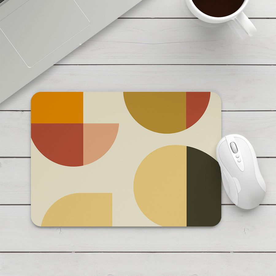 Feblilac Orange Semicircle Rectangle Mouse Pad