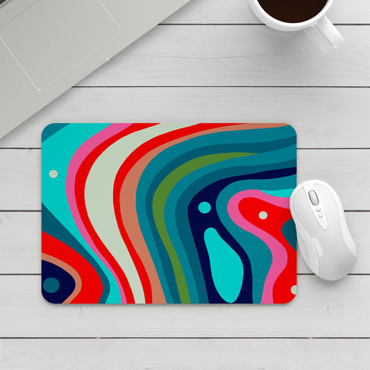 Feblilac Blue Orange Green Curve Texture Mouse Pad