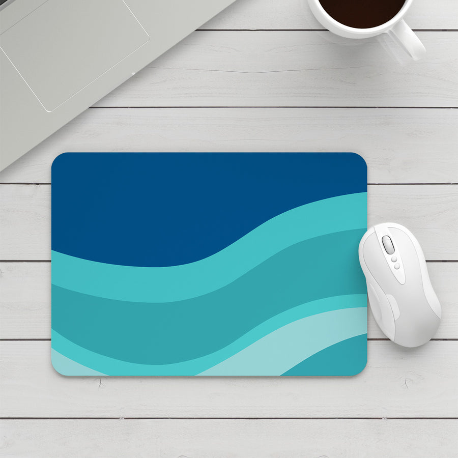 Feblilac Gradient Blue Flowing Waves Mouse Pad