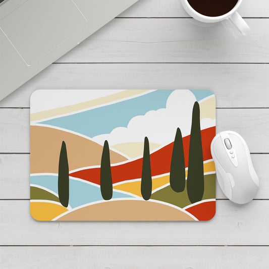 Feblilac Red and Blue Mountains Sun Mouse Pad