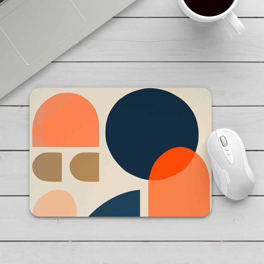 Feblilac Circular Semicircle Abstract Color Block Mouse Pad