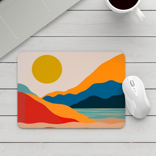 Feblilac Red Orange Blue Lake Sunset Mouse Pad