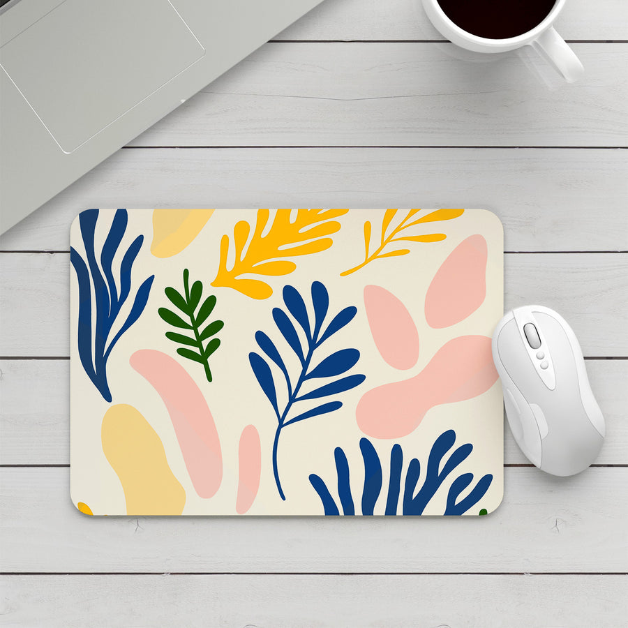 Feblilac Colorful Modern Leaf Color Blocks Mouse Pad