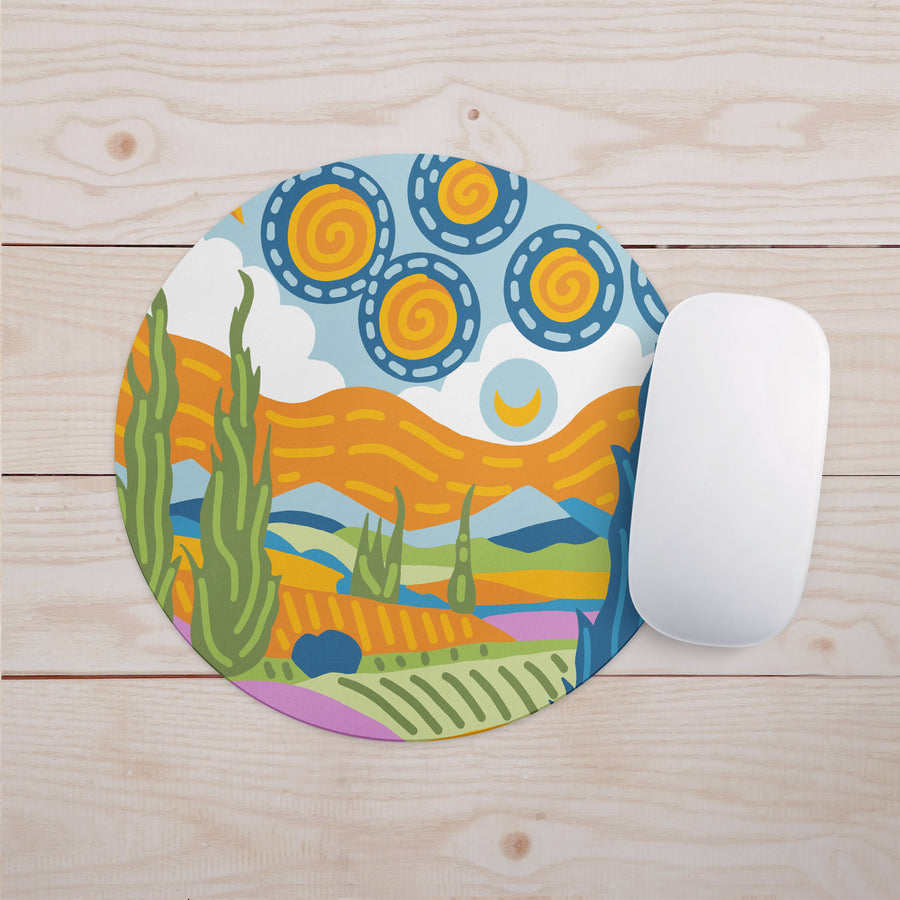 Feblilac Van Gogh Wheat Field Starry Sky Mouse Pad - view 2