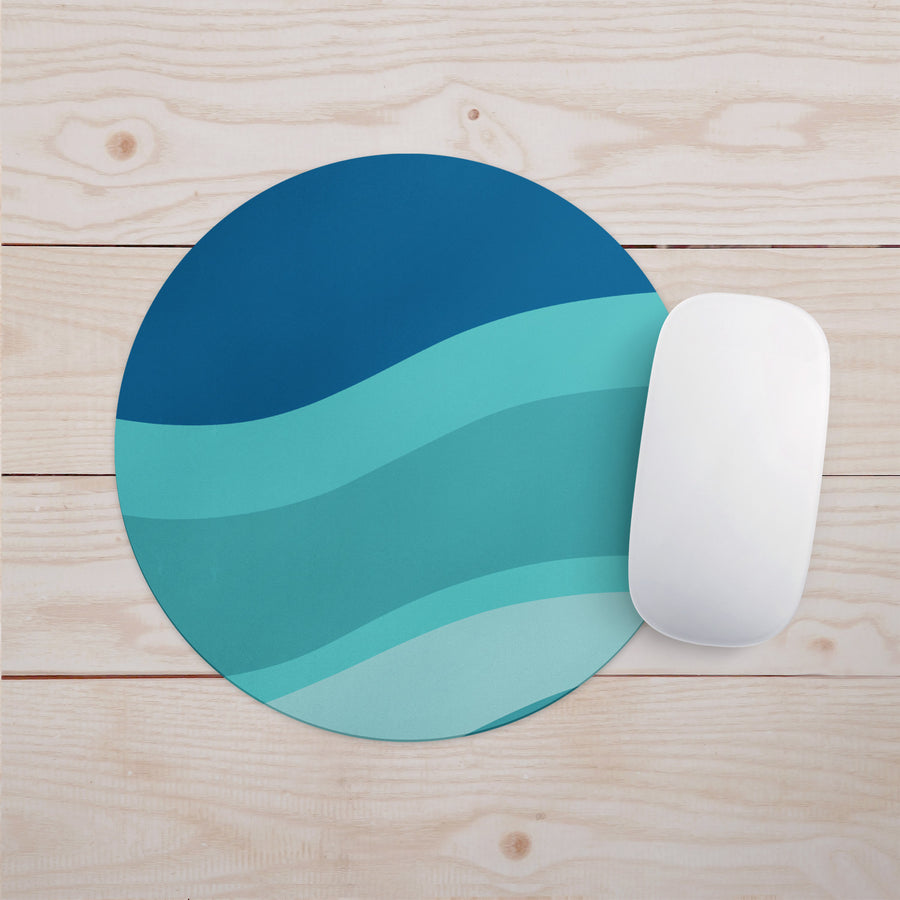 Feblilac Gradient Blue Flowing Waves Mouse Pad - view 2