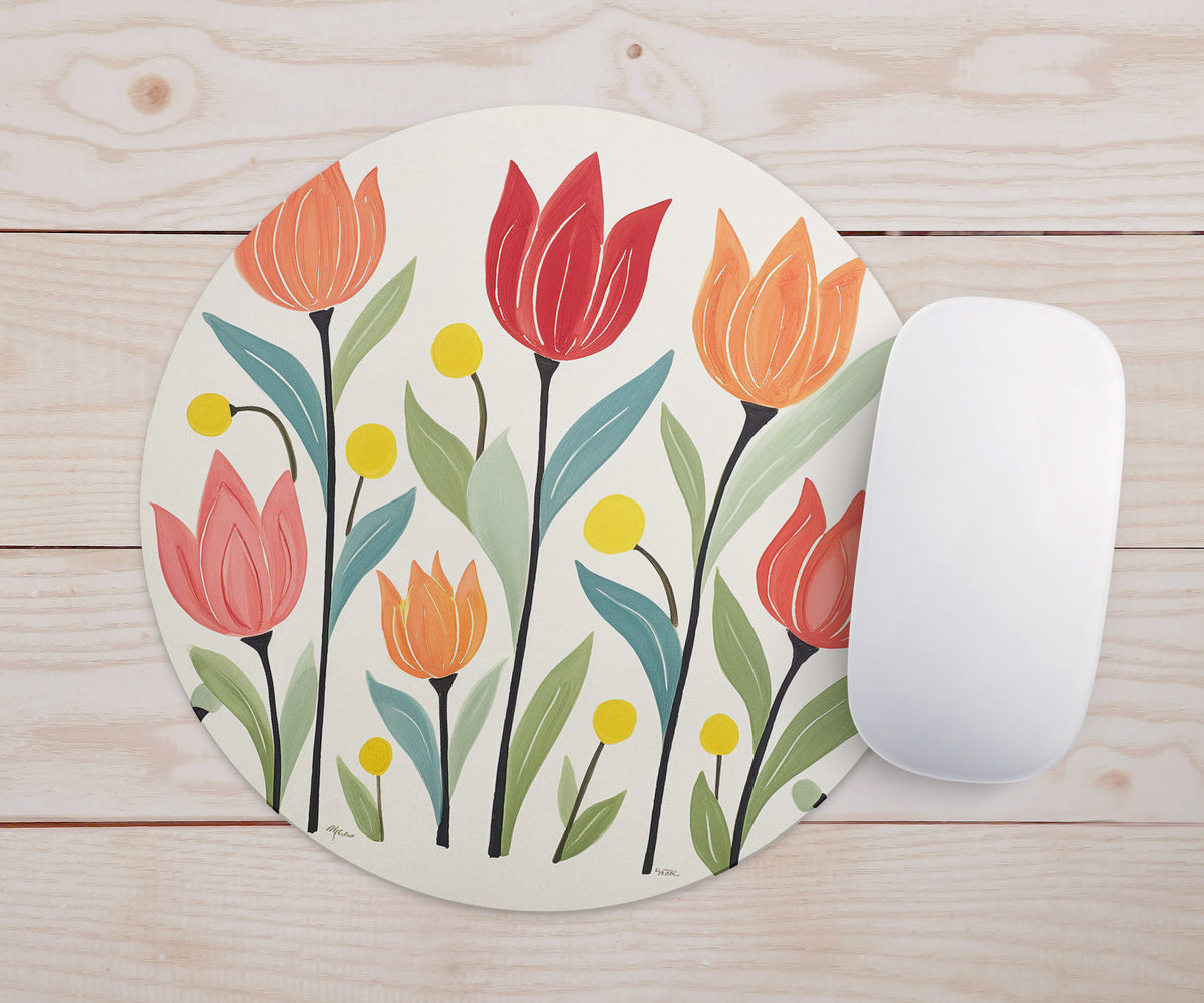 Feblilac Tulips Off-white Background Mouse Pad - view 2