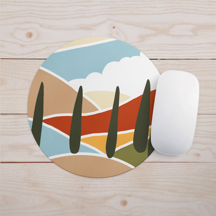 Feblilac Red and Blue Mountains Sun Mouse Pad - view 2