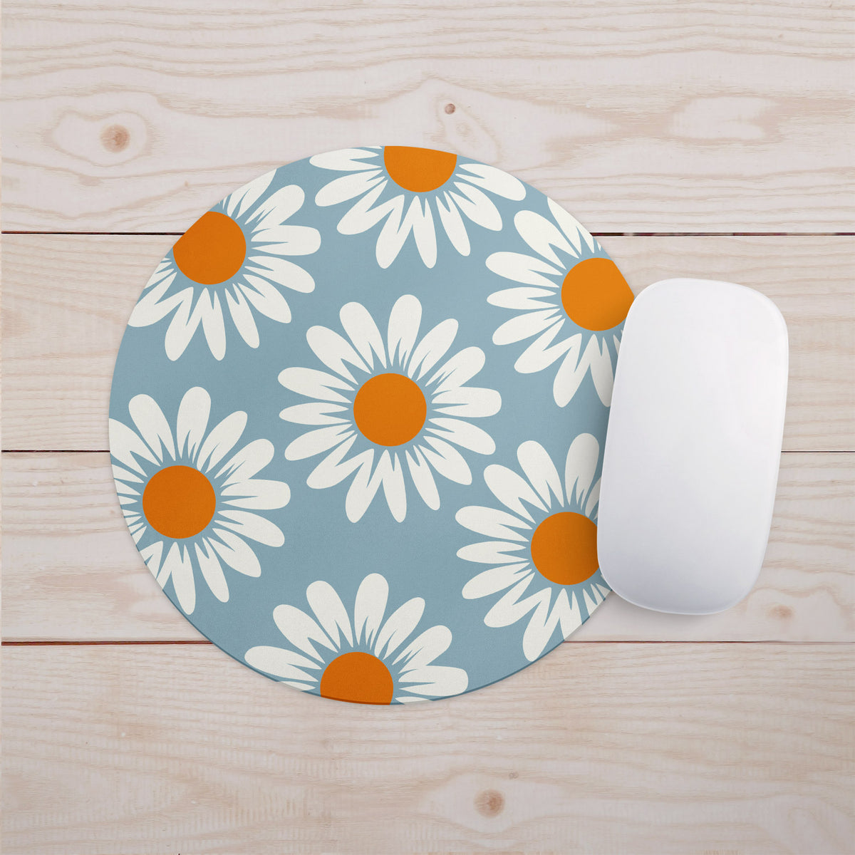 Feblilac White Daisy Pattern Mouse Pad - view 2