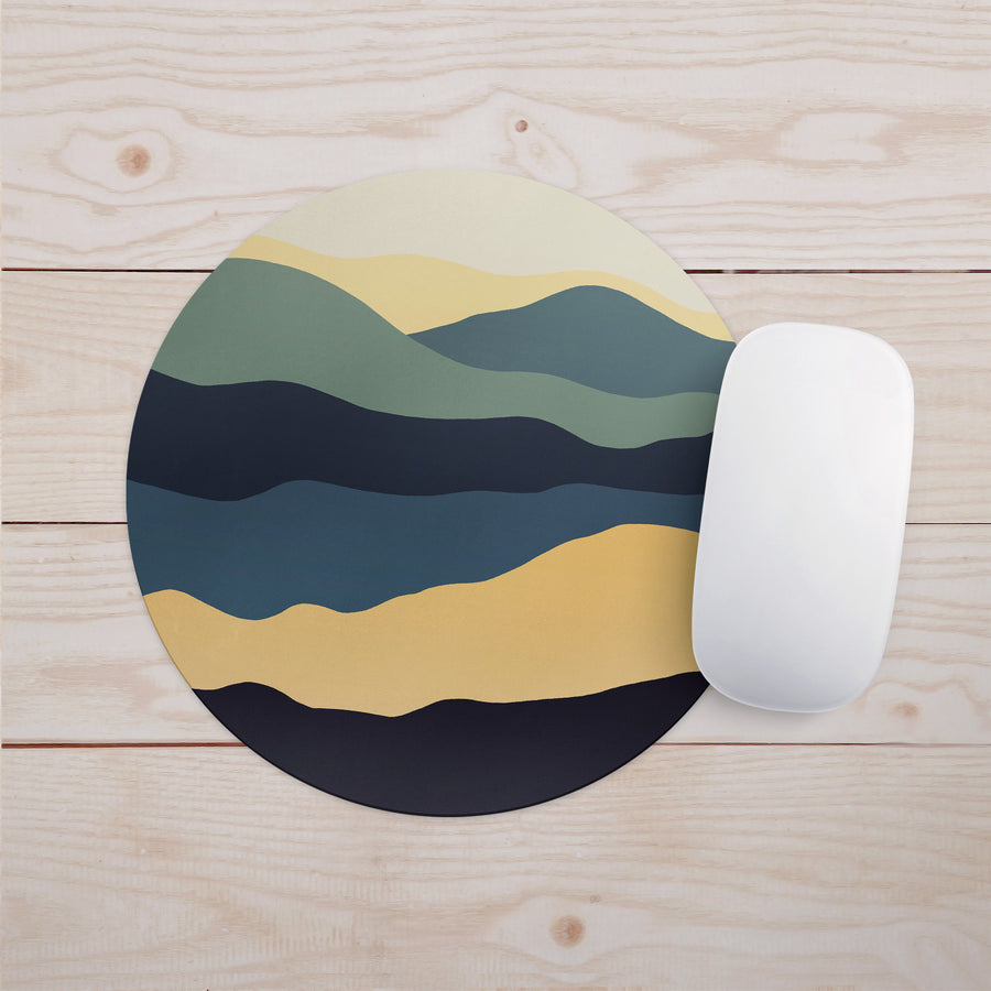 Feblilac Navy Blue Mountains Flowers Mouse Pad - view 2