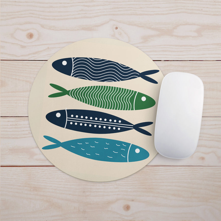 Feblilac Blue Simple Fish Mouse Pad - view 2