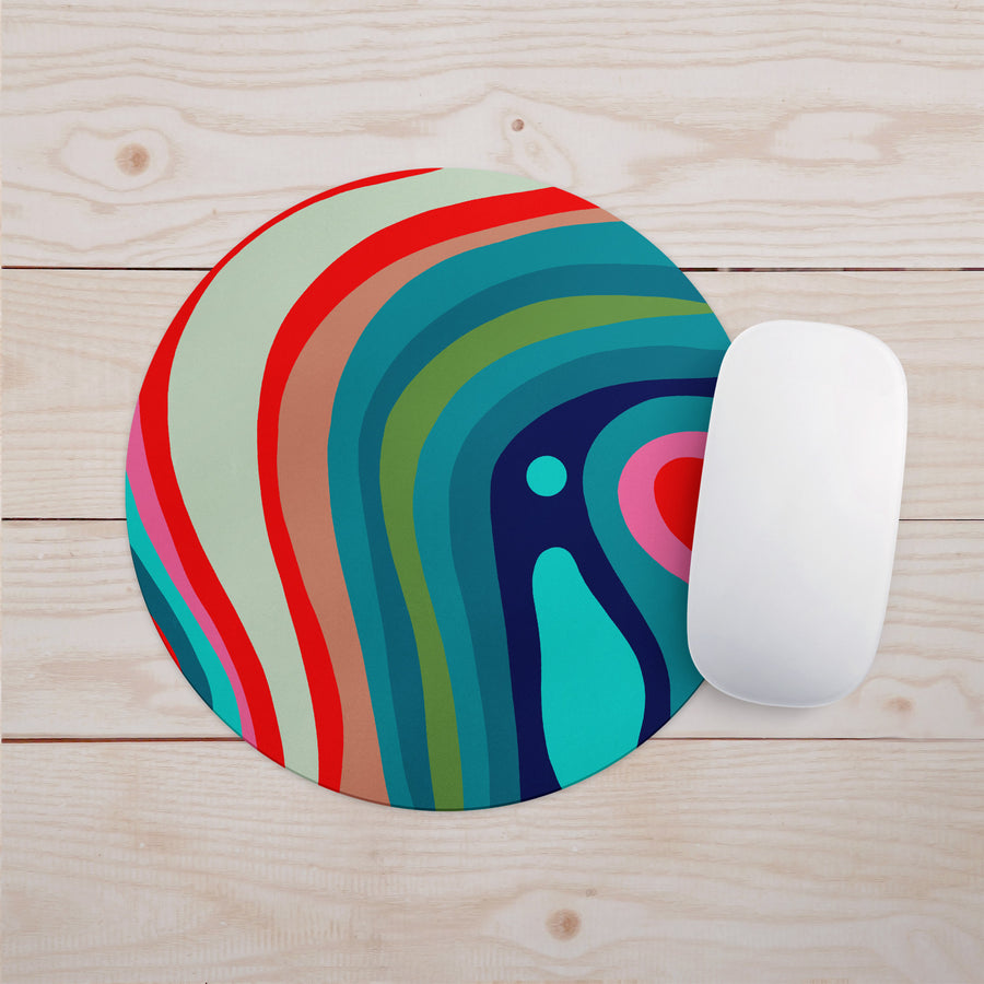 Feblilac Blue Orange Green Curve Texture Mouse Pad - view 2