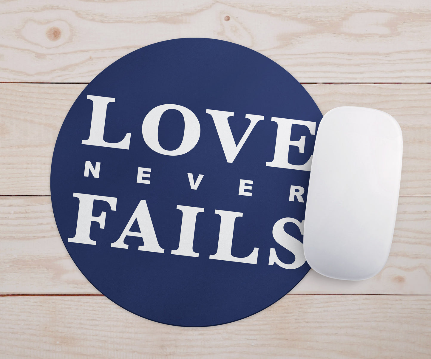 Feblilac Blue Background Love Never Falls Mouse Pad