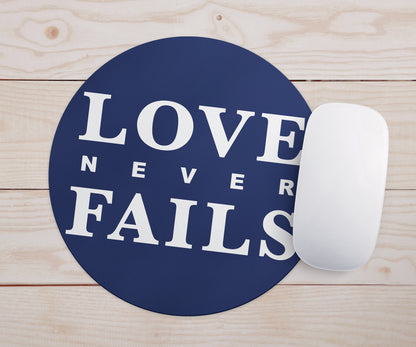 Feblilac Blue Background Love Never Falls Mouse Pad