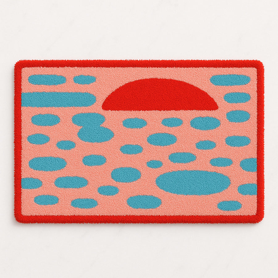 Feblilac Sunset Abstract Bath Mat – Colorful Tufted Bathroom Rug, Soft & Absorbent