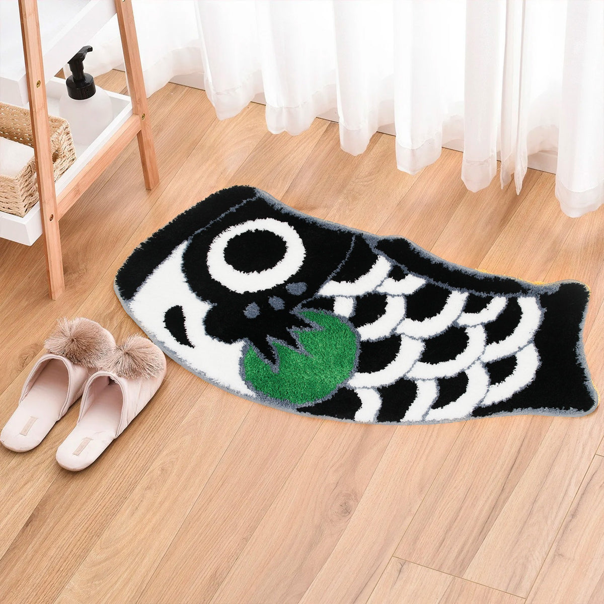 Feblilac Black Koinobori Carp Flag Tufted Bath Mat
