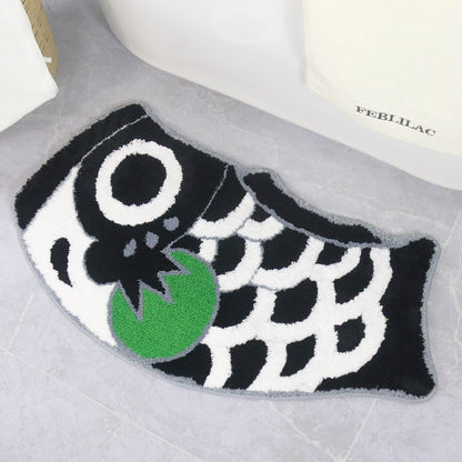 Feblilac Black Koinobori Carp Flag Tufted Bath Mat