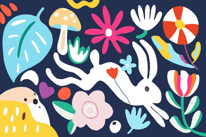 Feblilac Bunny Garden Tufted Bath Mat