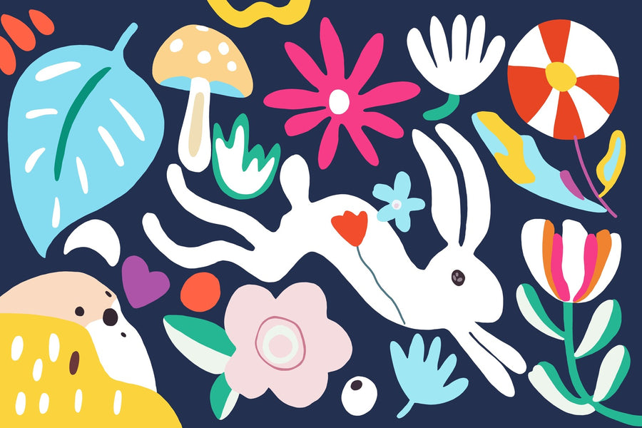 Feblilac Bunny Garden Tufted Bath Mat