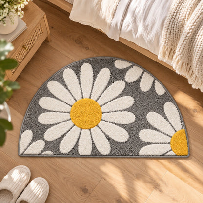Feblilac Half Circle Daisy Tufted Bath Mat