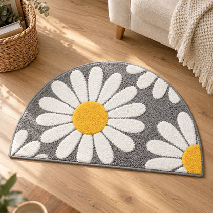 Feblilac Half Circle Daisy Tufted Bath Mat