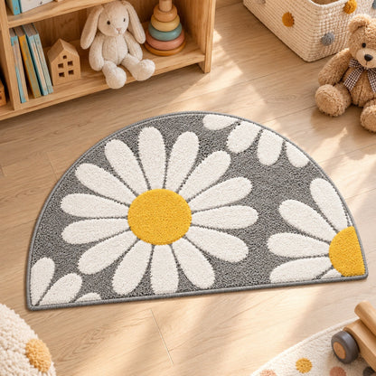 Feblilac Half Circle Daisy Tufted Bath Mat