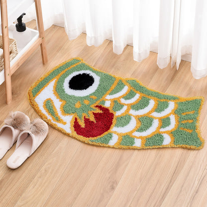 Feblilac Green Koinobori Carp Flag Tufted Bath Mat