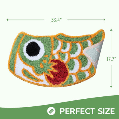 Feblilac Green Koinobori Carp Flag Tufted Bath Mat