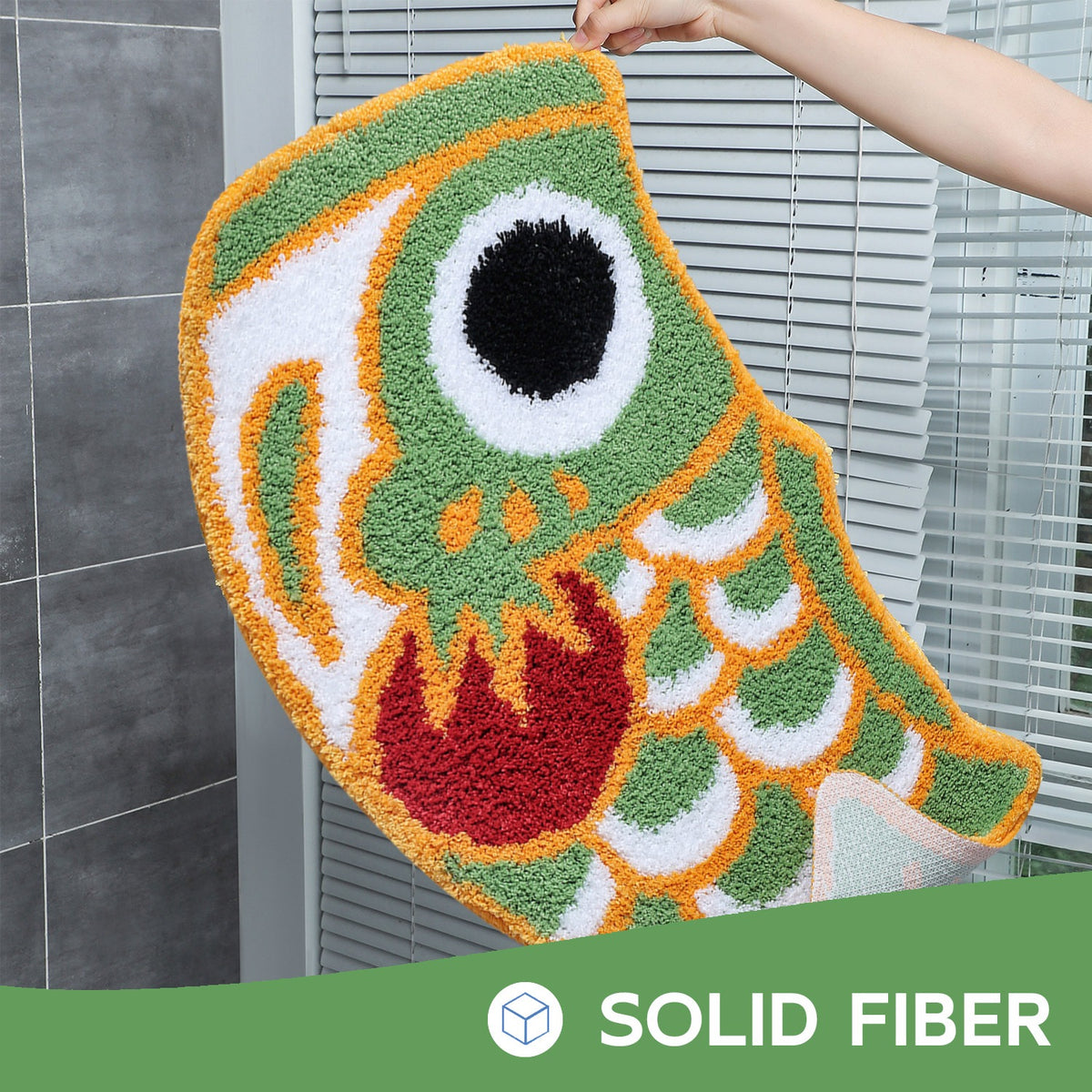 Feblilac Green Koinobori Carp Flag Tufted Bath Mat