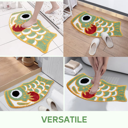 Feblilac Green Koinobori Carp Flag Tufted Bath Mat