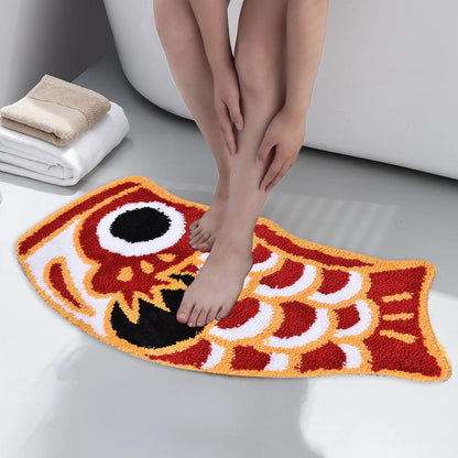 Feblilac Red Koinobori Carp Flag Tufted Bath Mat