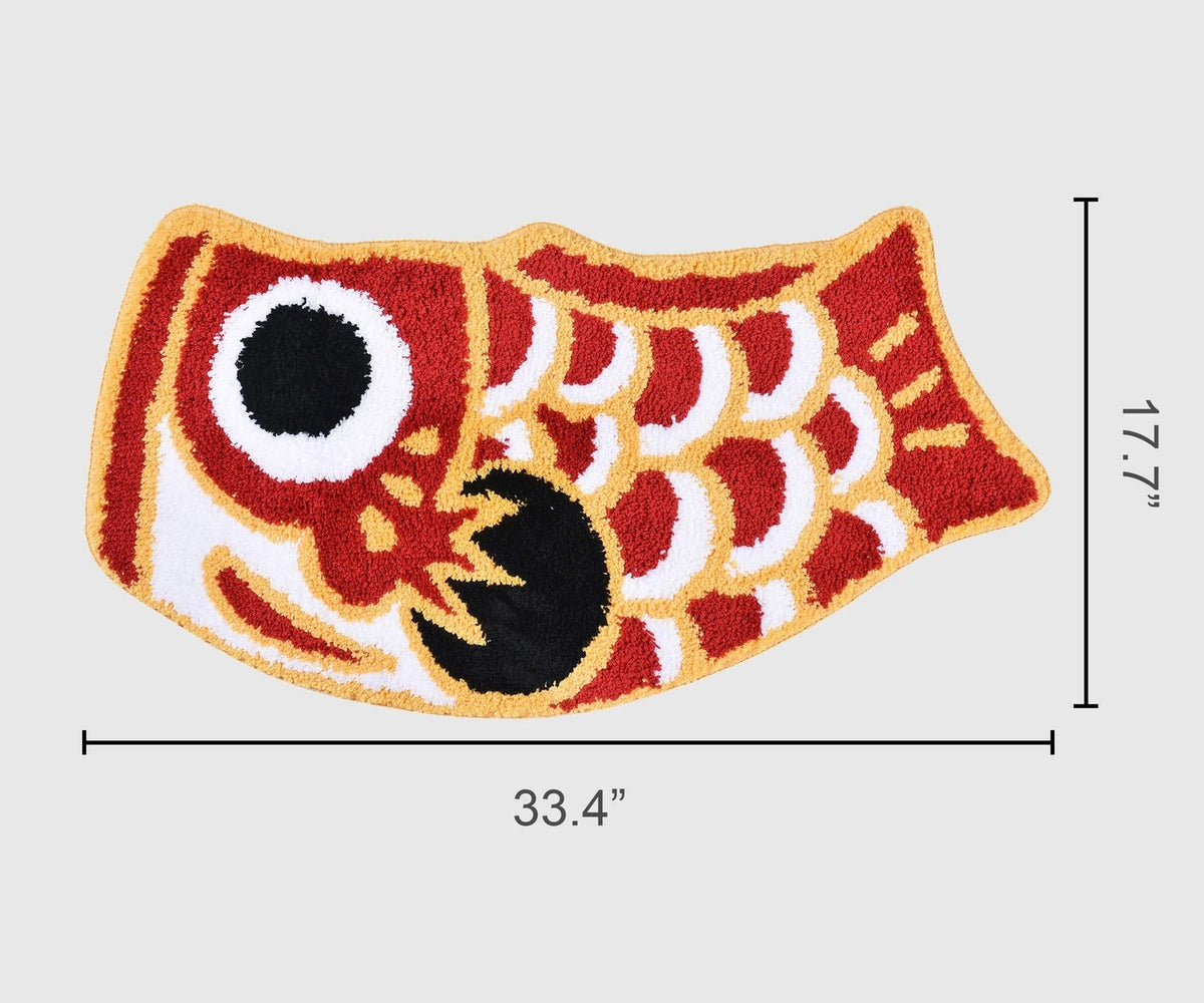 Feblilac Red Koinobori Carp Flag Tufted Bath Mat