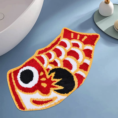Feblilac Red Koinobori Carp Flag Tufted Bath Mat