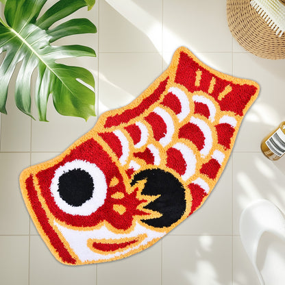 Feblilac Red Koinobori Carp Flag Tufted Bath Mat