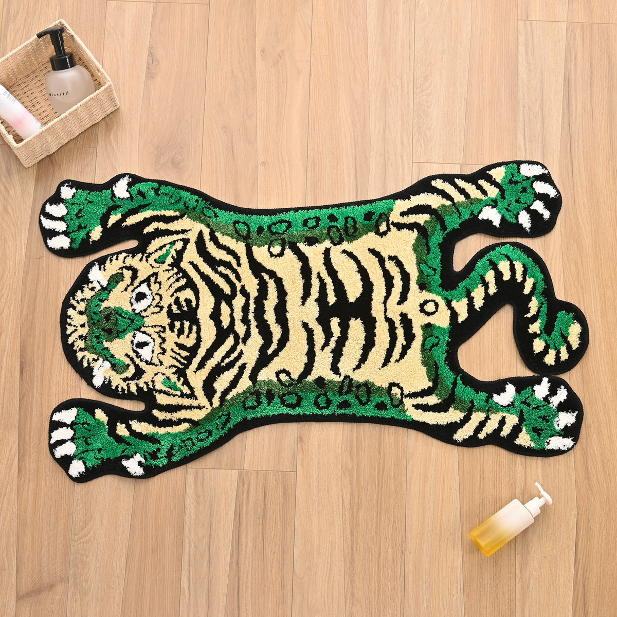 Feblilac Green Tiger Tufted Bath Mat