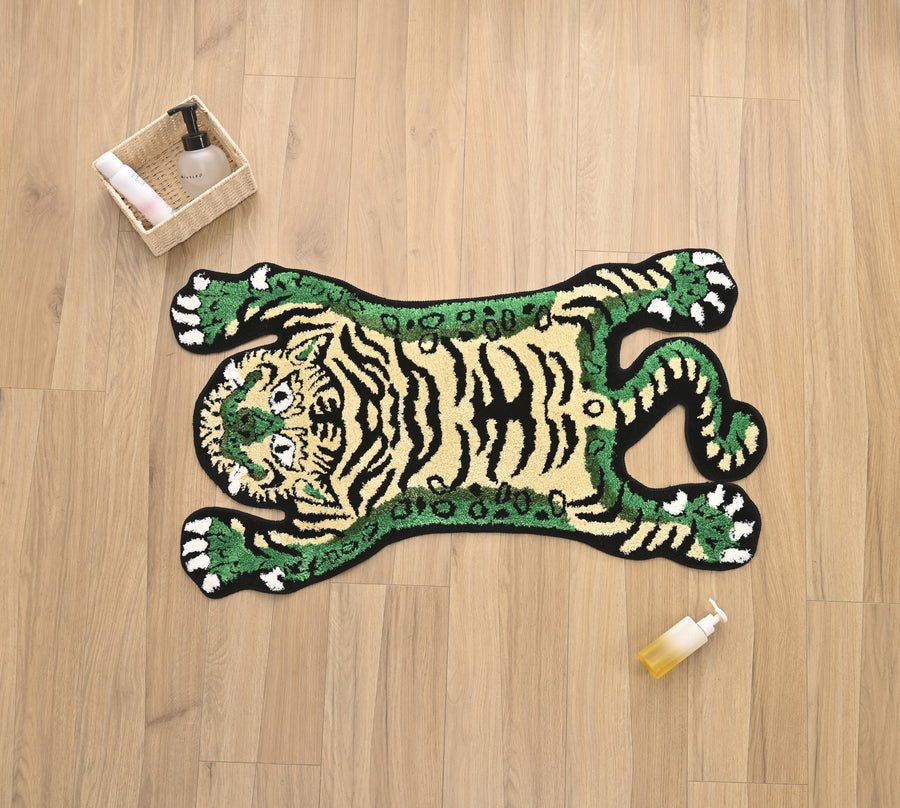 Feblilac Green Tiger Tufted Bath Mat